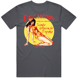 Cruzcampo Cerveza Vintage Charcoal Grey Unisex Cotton T Shirt Cruzcampo Cerveza Vintage Charcoal Grey Unisex Cotton T Shirt