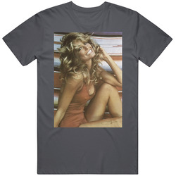 Farrah Fawcett Popular Red Swim Suit Celebrity Poster Graphic Tee Vintage Charcoal Grey Unisex Cotton T Shirt Farrah Fawcett Popular Red Swim Suit Celebrity Poster Graphic Tee Vintage Charcoal Grey Unisex Cotton T Shirt