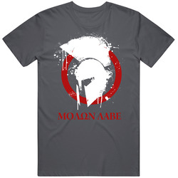 Molon Labe 3 Mohawk Charcoal Vintage Charcoal Grey Unisex Cotton T Shirt Molon Labe 3 Mohawk Charcoal Vintage Charcoal Grey Unisex Cotton T Shirt