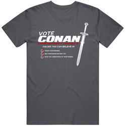 Vote Conan Vintage Charcoal Grey Unisex Cotton T Shirt Vote Conan Vintage Charcoal Grey Unisex Cotton T Shirt
