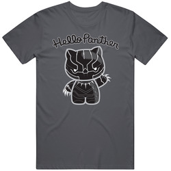 Hello Panther Vintage Charcoal Grey Unisex Cotton T Shirt Hello Panther Vintage Charcoal Grey Unisex Cotton T Shirt