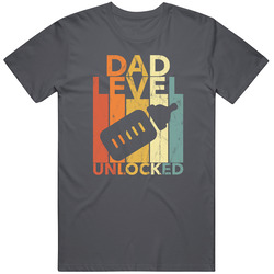 Dad Level Unlocked Vintage Charcoal Grey Unisex Cotton T Shirt