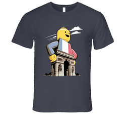 L'arc De Triomphe Lego, French Monument, Design Vintage Charcoal Grey Unisex Cotton T Shirt