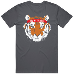 Tiger Head - No Regret Vintage Charcoal Grey Unisex Cotton T Shirt Tiger Head - No Regret Vintage Charcoal Grey Unisex Cotton T Shirt