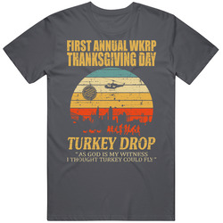 Turkey Drop Wkrp 2 Charcoal Vintage Charcoal Grey Unisex Cotton T Shirt Turkey Drop Wkrp 2 Charcoal Vintage Charcoal Grey Unisex Cotton T Shirt