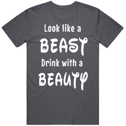 Beauty Beast Mens Vintage Charcoal Grey Unisex Cotton T Shirt Beauty Beast Mens Vintage Charcoal Grey Unisex Cotton T Shirt