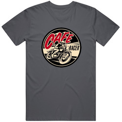 Vintage Motorcycle Cafe Racer Classic Logo Vintage Charcoal Grey Unisex Cotton T Shirt Vintage Motorcycle Cafe Racer Classic Logo Vintage Charcoal Grey Unisex Cotton T Shirt