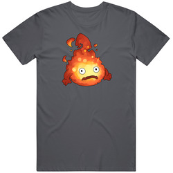 Howl's Moving Castle - Calcifer - Grey T-Shirt Studio Ghibli Vintage Charcoal Grey Unisex Cotton T Shirt Howl's Moving Castle - Calcifer - Grey T-Shirt Studio Ghibli Vintage Charcoal Grey Unisex Cotton T Shirt