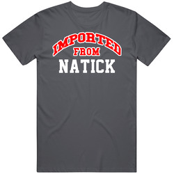 Imported From Natick Massachusetts Sports Team Trade Vintage Charcoal Grey Cotton T Shirt Imported From Natick Massachusetts Sports Team Trade Vintage Charcoal Grey Cotton T Shirt