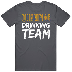Quinnipiac Drinking Team Vintage Charcoal Grey Cotton T Shirt Quinnipiac Drinking Team Vintage Charcoal Grey Cotton T Shirt