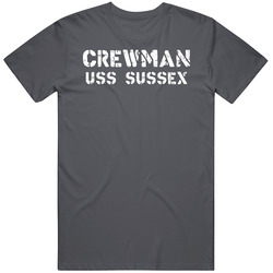 Crewman Uss Sussex Us Navy Vintage Charcoal Grey Cotton T Shirt Crewman Uss Sussex Us Navy Vintage Charcoal Grey Cotton T Shirt