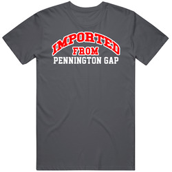 Imported From Pennington Gap Virginia Sports Team Trade Vintage Charcoal Grey Cotton T Shirt Imported From Pennington Gap Virginia Sports Team Trade Vintage Charcoal Grey Cotton T Shirt