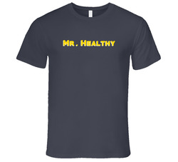 Mr. Healthy Adjective Funny Random Vintage Charcoal Grey Cotton T Shirt Mr. Healthy Adjective Funny Random Vintage Charcoal Grey Cotton T Shirt