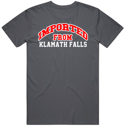 Imported From Klamath Falls Oregon Sports Team Trade Vintage Charcoal Grey Cotton T Shirt Imported From Klamath Falls Oregon Sports Team Trade Vintage Charcoal Grey Cotton T Shirt