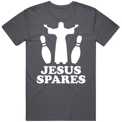 Jesus Spares Bowling Team Vintage Charcoal Grey Cotton T Shirt Jesus Spares Bowling Team Vintage Charcoal Grey Cotton T Shirt