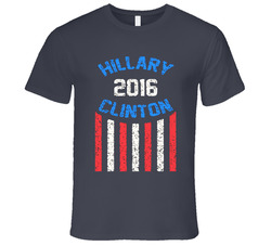 Hillary 2016 Clinton American Stripes Presidential Campaign Vintage Charcoal Grey Cotton T Shirt Hillary 2016 Clinton American Stripes Presidential Campaign Vintage Charcoal Grey Cotton T Shirt