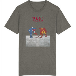 1980 Lake Placid Hockey Fan Vintage Vintage Charcoal Grey Cotton T Shirt 1980 Lake Placid Hockey Fan Vintage Vintage Charcoal Grey Cotton T Shirt