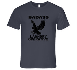 Badass Laundry Operative Eagle Patriotic Vintage Charcoal Grey Cotton T Shirt