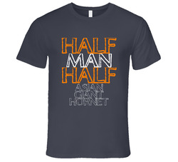 Half Man Half Asian Giant Hornet Funny Animal Vintage Charcoal Grey Cotton T Shirt Half Man Half Asian Giant Hornet Funny Animal Vintage Charcoal Grey Cotton T Shirt
