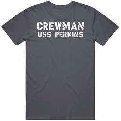 Crewman Uss Perkins Us Navy Vintage Charcoal Grey Cotton T Shirt