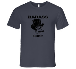 Badass Chef Skull Occupation Vintage Charcoal Grey Cotton T Shirt Badass Chef Skull Occupation Vintage Charcoal Grey Cotton T Shirt