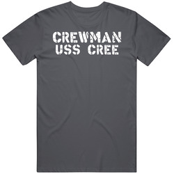 Crewman Uss Cree Us Navy Vintage Charcoal Grey Cotton T Shirt