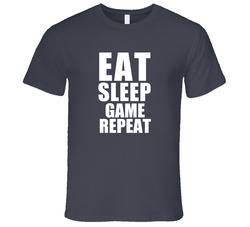 Eat Sleep Game Repeat Professional Gamer Occupation Vintage Charcoal Grey Cotton T Shirt