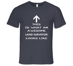 Land Surveyor Looks Like Arrow Simple Vintage Charcoal Grey Cotton T Shirt