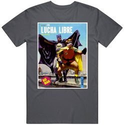 Lucha Libre Bat Man Mexican Professional Wrestling Fan Vintage Charcoal Grey Cotton T Shirt Lucha Libre Bat Man Mexican Professional Wrestling Fan Vintage Charcoal Grey Cotton T Shirt