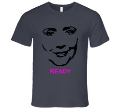Ready Hillary Clinton Face Silhouette Presidential Campaign Vintage Charcoal Grey Cotton T Shirt Ready Hillary Clinton Face Silhouette Presidential Campaign Vintage Charcoal Grey Cotton T Shirt