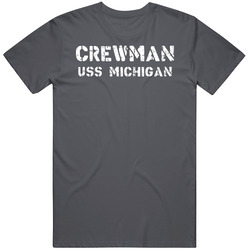 Crewman Uss Michigan Us Navy Vintage Charcoal Grey Cotton T Shirt Crewman Uss Michigan Us Navy Vintage Charcoal Grey Cotton T Shirt