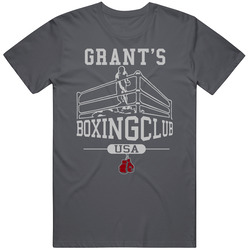 Grant Boxing Club Fighting Excerise Vintage Charcoal Grey Cotton T Shirt