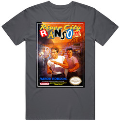 Nintendo Nes River City Ransom Retro 80s Video Game Cover Vintage Charcoal Grey Cotton T Shirt Nintendo Nes River City Ransom Retro 80s Video Game Cover Vintage Charcoal Grey Cotton T Shirt