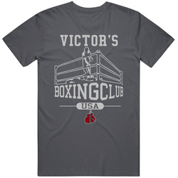 Victor Boxing Club Fighting Excerise Vintage Charcoal Grey Cotton T Shirt