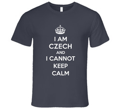 I Am Czech I Cannot Keep Calm Parody Vintage Charcoal Grey Cotton T Shirt