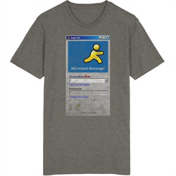 Aol Instant Messenger Login Screen Vintage Vintage Charcoal Grey Cotton T Shirt Aol Instant Messenger Login Screen Vintage Vintage Charcoal Grey Cotton T Shirt