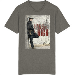 Hang Em High 60s Western Movie Worn Look Vintage Unisex Vintage Charcoal Grey Cotton T Shirt