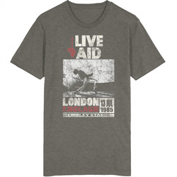 Live Aid London England Worn Look Vintage Unisex Vintage Charcoal Grey Cotton T Shirt Live Aid London England Worn Look Vintage Unisex Vintage Charcoal Grey Cotton T Shirt