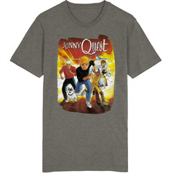 Jonny Quest 60s Tv Series Show Worn Look Vintage Unisex Vintage Charcoal Grey Cotton T Shirt Jonny Quest 60s Tv Series Show Worn Look Vintage Unisex Vintage Charcoal Grey Cotton T Shirt