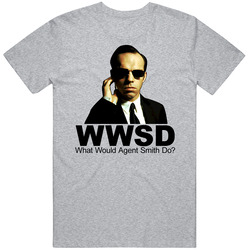 The Matrix Agent Smith Sunglasses Laugh Wwjd WWJD Classic Vintage Unisex T Shirt The Matrix Agent Smith Sunglasses Laugh Wwjd WWJD Classic Vintage Unisex T Shirt