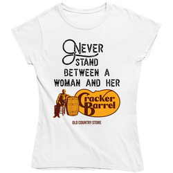 Never Stand Between A Woman And Her Cracker Barrel Retro Vintage Classic Food Ladies T Shirt Never Stand Between A Woman And Her Cracker Barrel Retro Vintage Classic Food Ladies T Shirt
