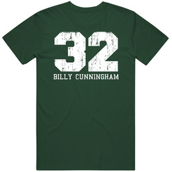 Billy Cunningham #32 Philadelphia Basketball Worn Look Sports Vintage Retro Forest Green T Shirt Billy Cunningham #32 Philadelphia Basketball Worn Look Sports Vintage Retro Forest Green T Shirt