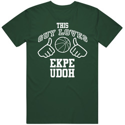 Ekpe Udoh This Guy Loves Heart Milwaukee Basketball Vintage Retro Forest Green T Shirt