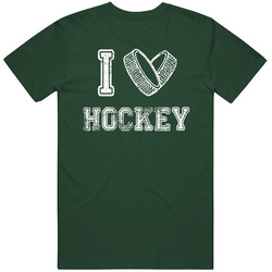 I Love Hockey Vintage Retro Forest Green T Shirt