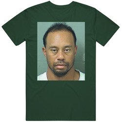 Tiger Woods Masters Mugshot Vintage Retro Forest Green T Shirt