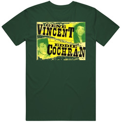 Gene Vincent- Eddie Cochran Vintage Retro Forest Green T Shirt Gene Vincent- Eddie Cochran Vintage Retro Forest Green T Shirt