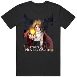Howl's Moving Castle Animated Movie Mens Size Large Black T Shirt Howl's Moving Castle Animated Movie Mens Size Large Black T Shirt