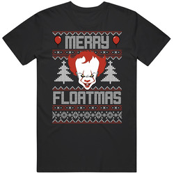 Merry Floatmas It Pennywise Ugly Christmas Sweater Look Mens Size Large Black T Shirt Merry Floatmas It Pennywise Ugly Christmas Sweater Look Mens Size Large Black T Shirt