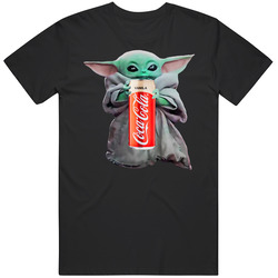 Baby Yoda The Child Mandalorian Coca-cola Vanilla Soda Pop Drink Mens Size Large Black T Shirt Baby Yoda The Child Mandalorian Coca-cola Vanilla Soda Pop Drink Mens Size Large Black T Shirt