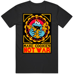 Sesame Street Cookie Monster Make Cookies Not War Mens Size Large Black T Shirt Sesame Street Cookie Monster Make Cookies Not War Mens Size Large Black T Shirt